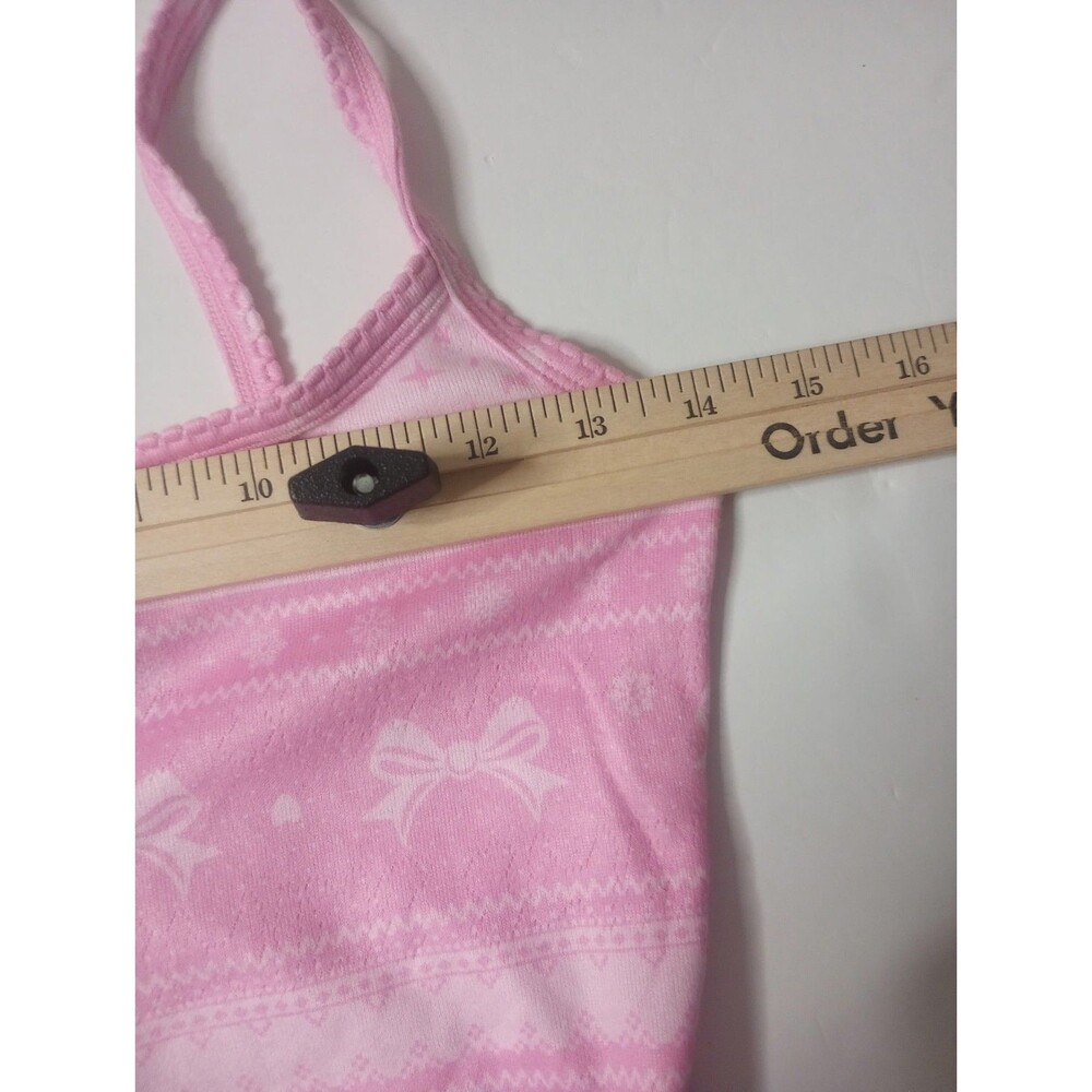 Skims Cami Womens Medium Bubblegum Bow Fairisle Logo Plush Pointelle Sleep Tank - Picture 3 of 7